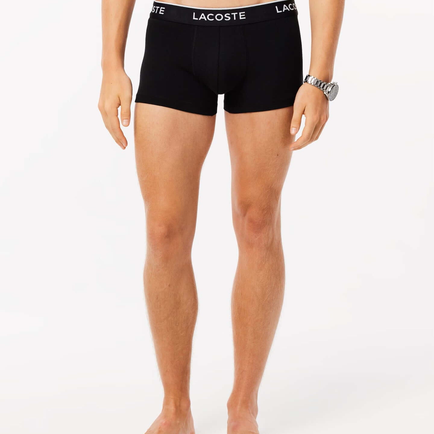 Lacoste 3-Pack Cotton Stretch Trunks - Khaki Green / Red / Black