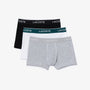 Lacoste 3 Pack Casual Boxer Trunks - Black/White/Grey NUA