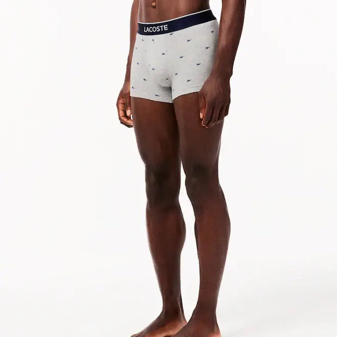 Lacoste 3-Pack Logo 3-Pack Signature Trunks - Khaki Green / Grey Chine / Blue