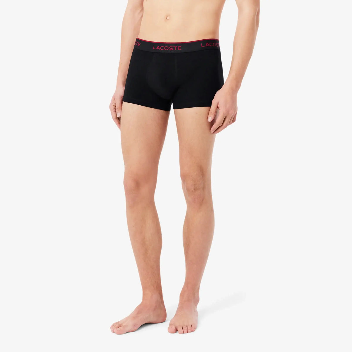 Lacoste 3-Pack Cotton Stretch Trunks – Black/Burgundy/Blue/Grey