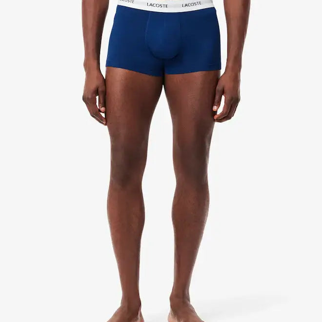 Lacoste 3-Pack Cotton Stretch Trunks - Blue / Navy Blue