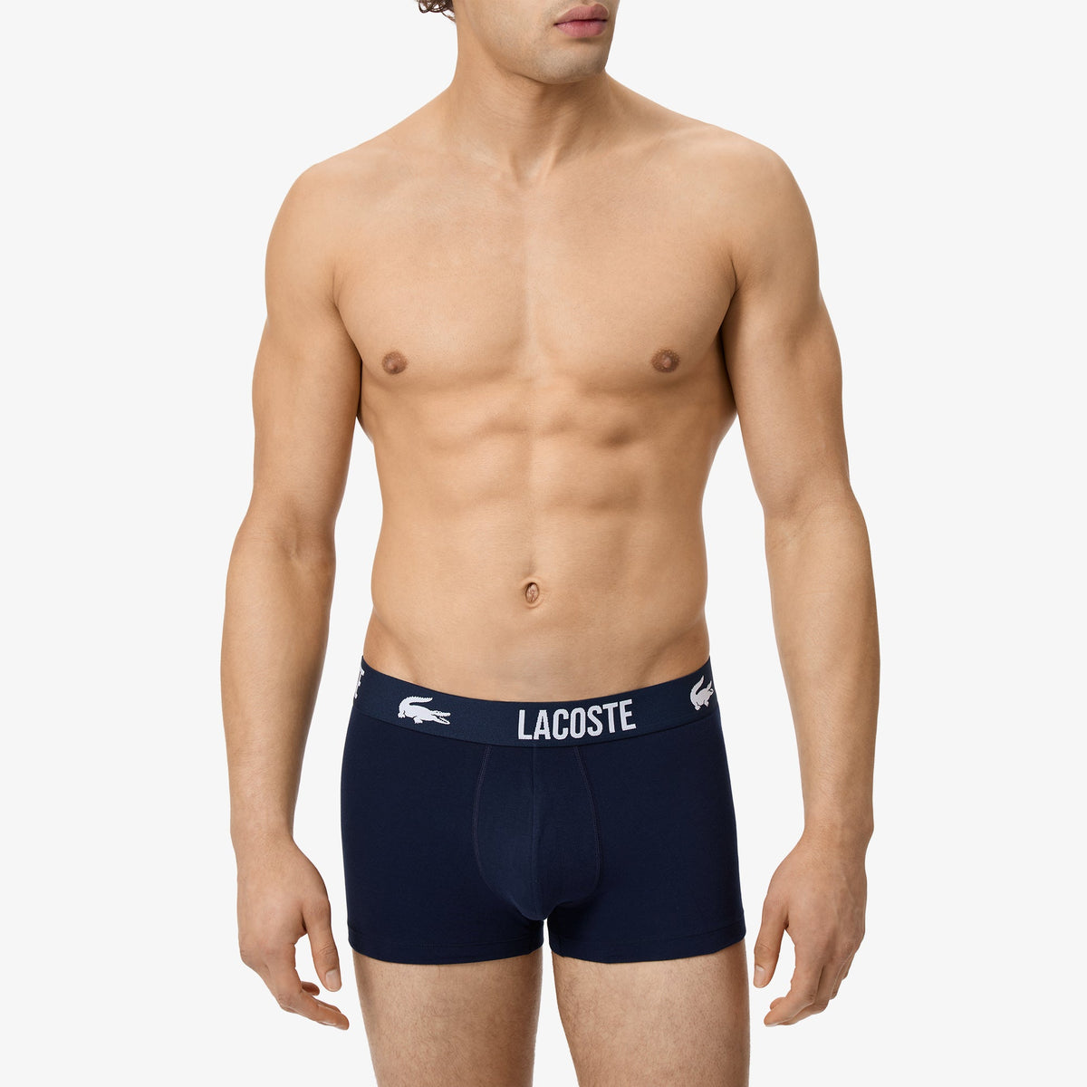 Lacoste 5H9305 navy blue men's logo waistband trunks front