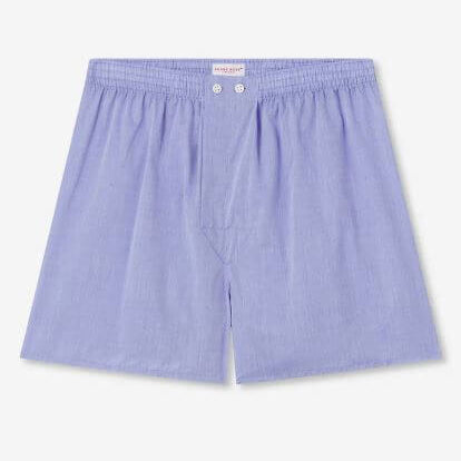 Derek Rose Men's Classic Fit Boxers -Amalfi Cotton Batiste Blue