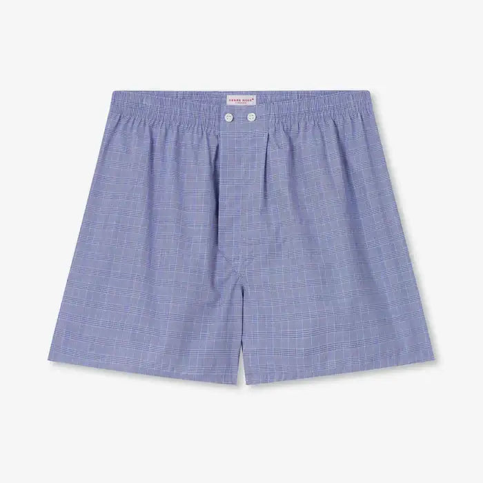 Derek Rose Men’s Premium Felsted 3 Cotton Boxers – Classic Fit Mid Blue