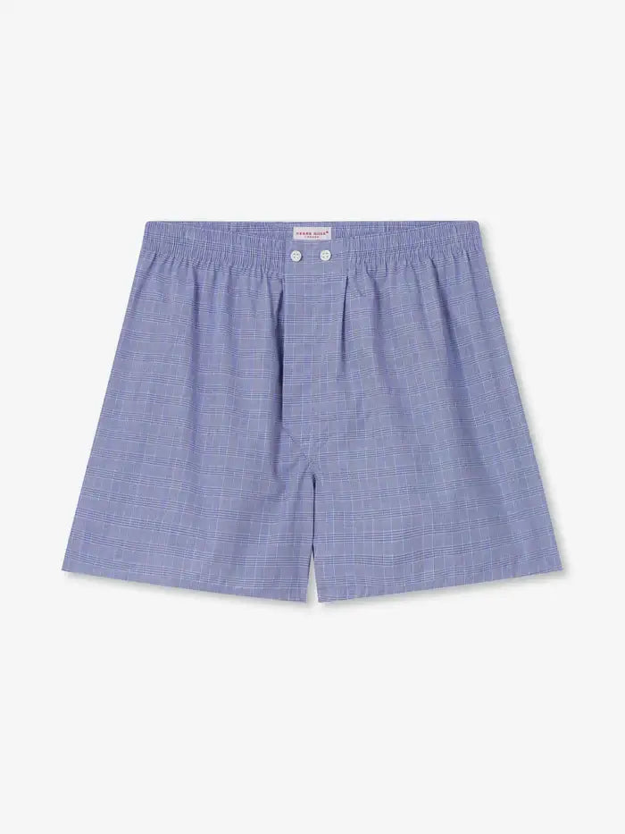 Derek Rose Men’s Premium Felsted 3 Cotton Boxers – Classic Fit Mid Blue