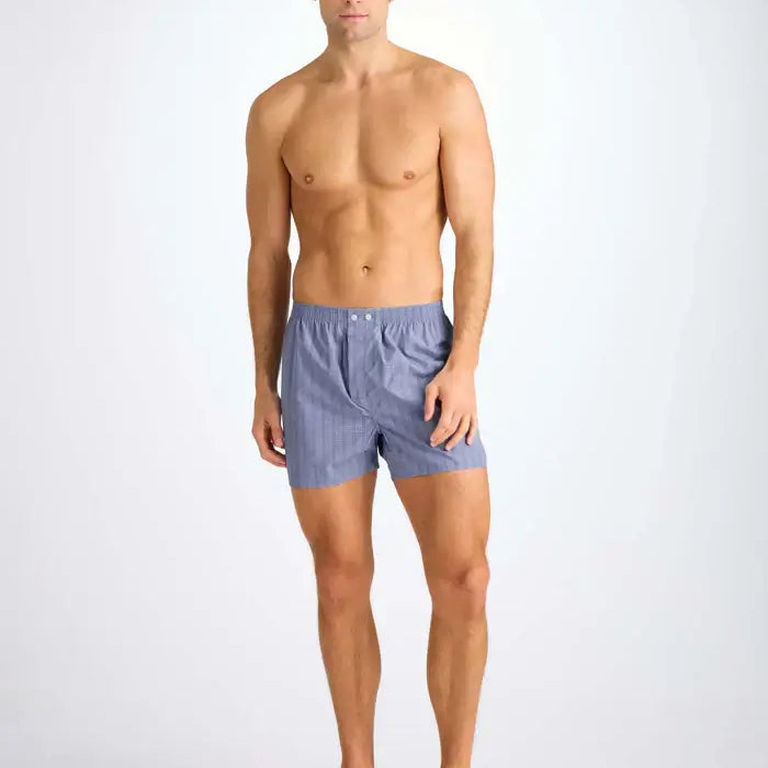 Derek Rose Men’s Premium Felsted 3 Cotton Boxers – Classic Fit Mid Blue