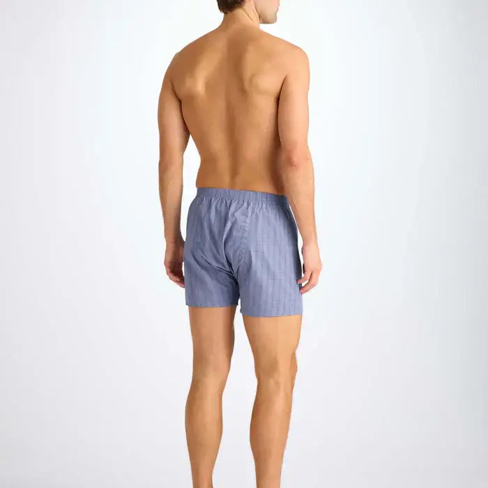 Derek Rose Men’s Premium Felsted 3 Cotton Boxers – Classic Fit Mid Blue