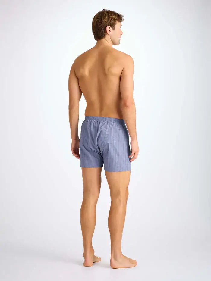 Derek Rose Men’s Premium Felsted 3 Cotton Boxers – Classic Fit Mid Blue