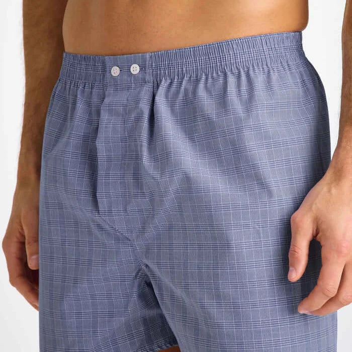 Derek Rose Men’s Premium Felsted 3 Cotton Boxers – Classic Fit Mid Blue