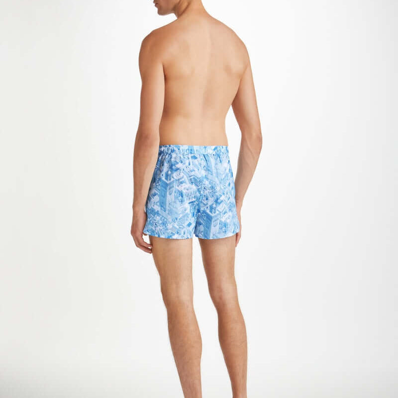 Derek Rose Men's Modern Fit Boxers Ledbury 70 Cotton Batiste Blue