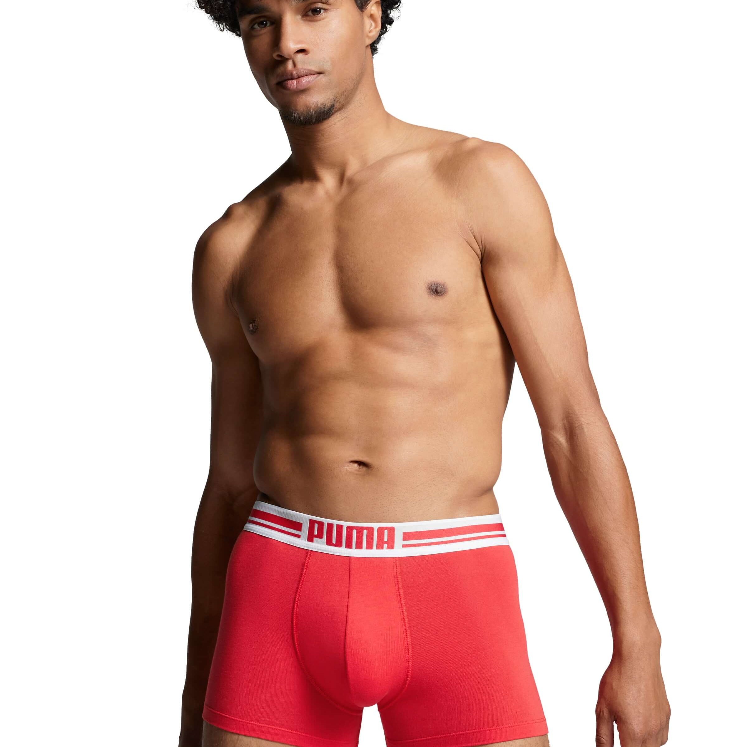 Puma Placed Logo Men's Boxer Underwear 2 Pack - Red/Black