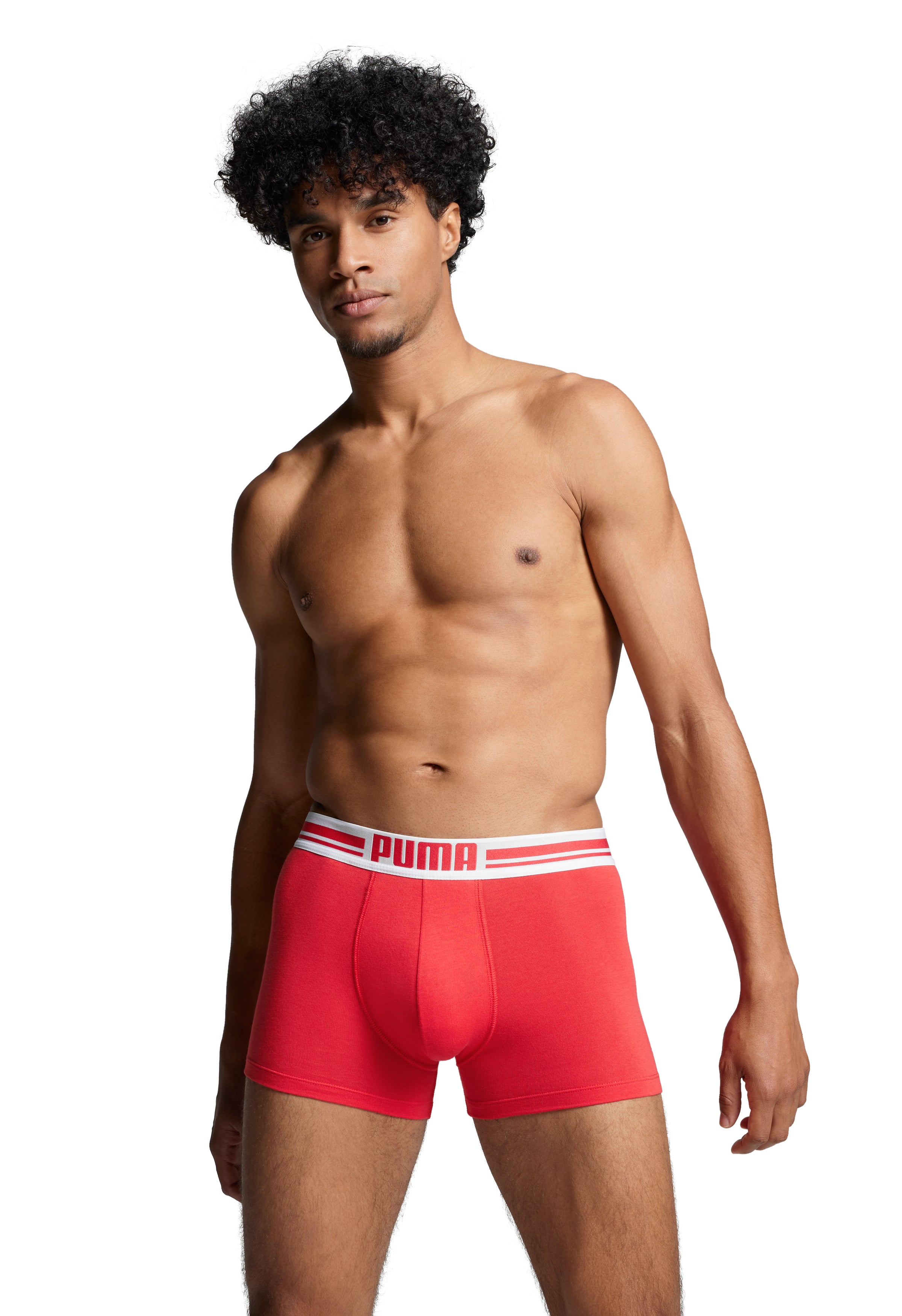 Puma Placed Logo Men's Boxer Underwear 2 Pack - Red/Black