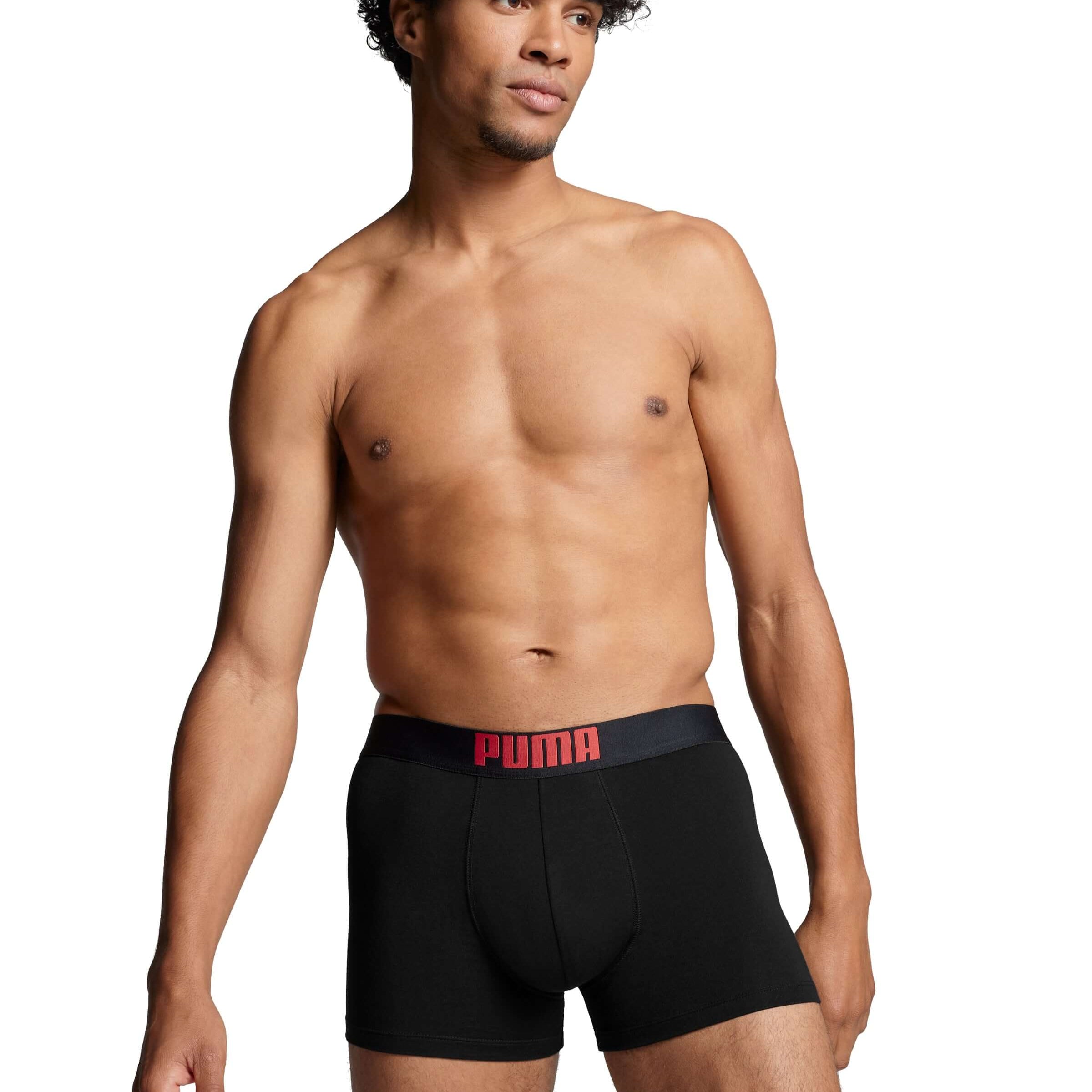 Puma Placed Logo Men's Boxer Underwear 2 Pack - Red/Black