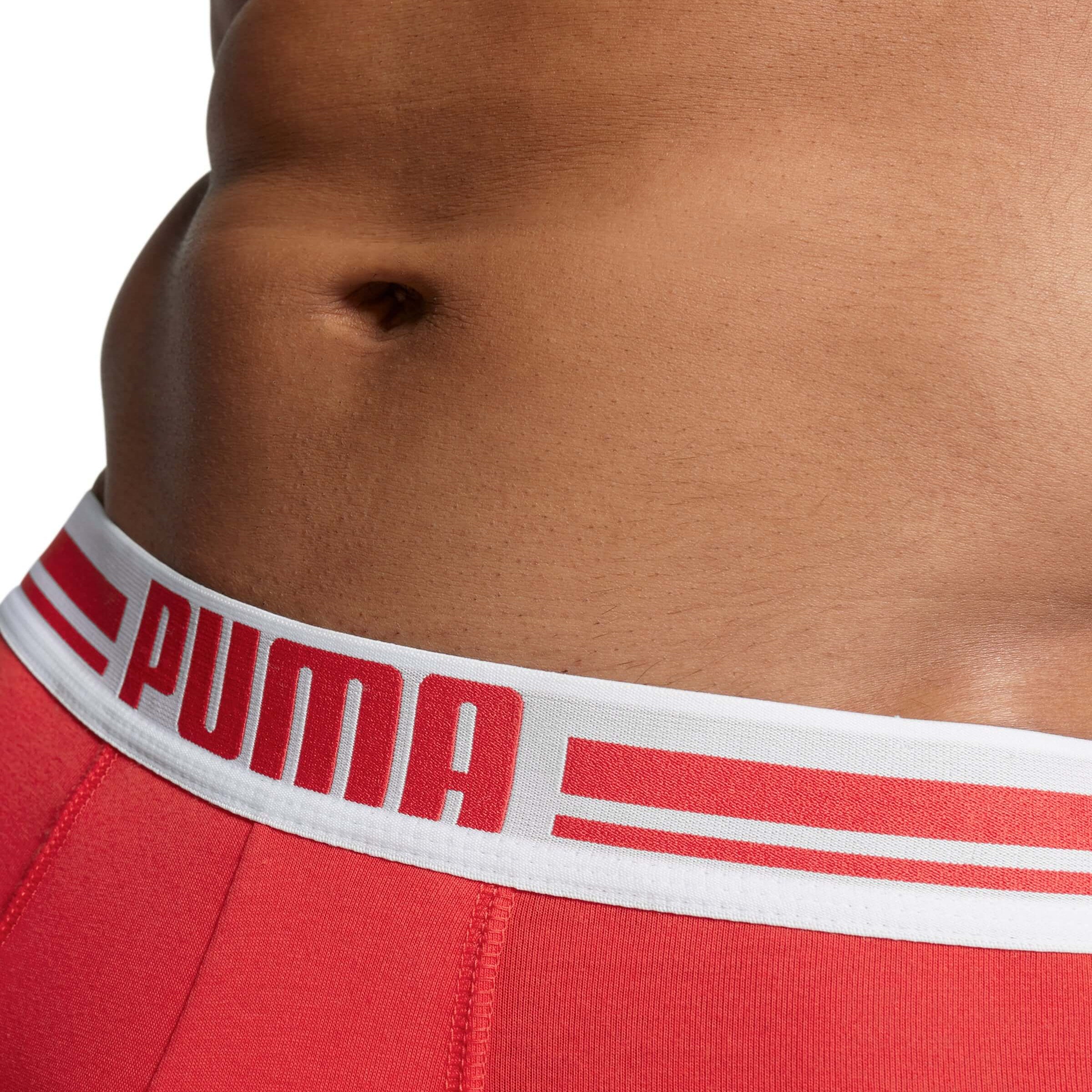Puma Placed Logo Men's Boxer Underwear 2 Pack - Red/Black