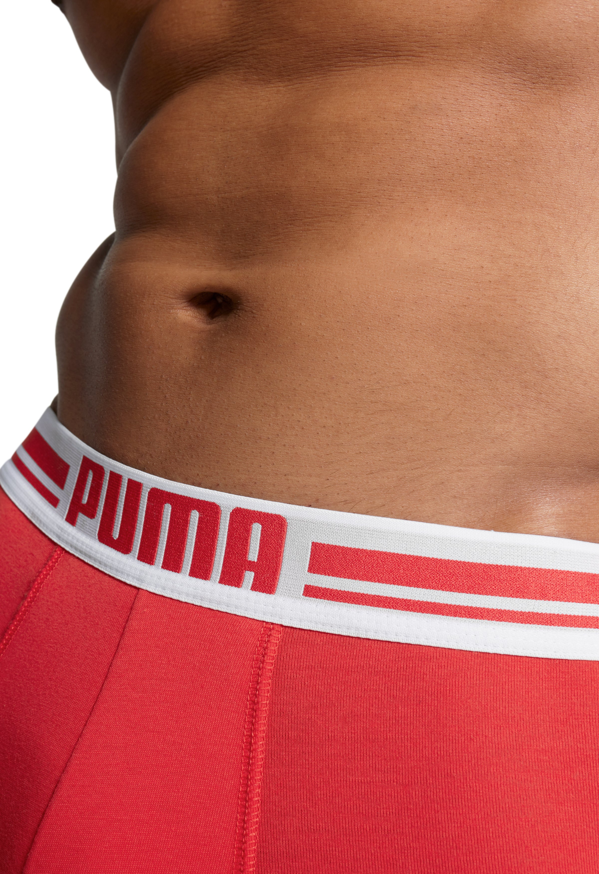 Puma Placed Logo Men's Boxer Underwear 2 Pack - Red/Black