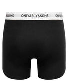 Only & Sons Onsfitz 3 Pack Solid Cotton Stretch Boxer - Black