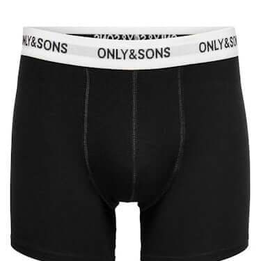 Only & Sons Onsfitz 3 Pack Solid Cotton Stretch Boxer - Black
