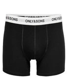 Only & Sons Onsfitz 3 Pack Solid Cotton Stretch Boxer - Black