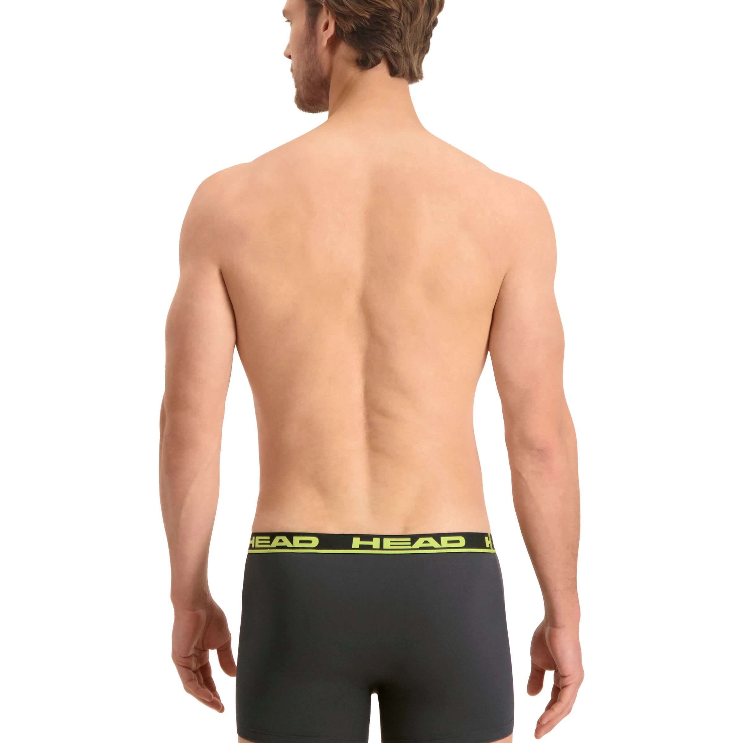 Head Mens 2 Pack Cotton Stretch Boxer Briefs - Grey/Yellow Underwear