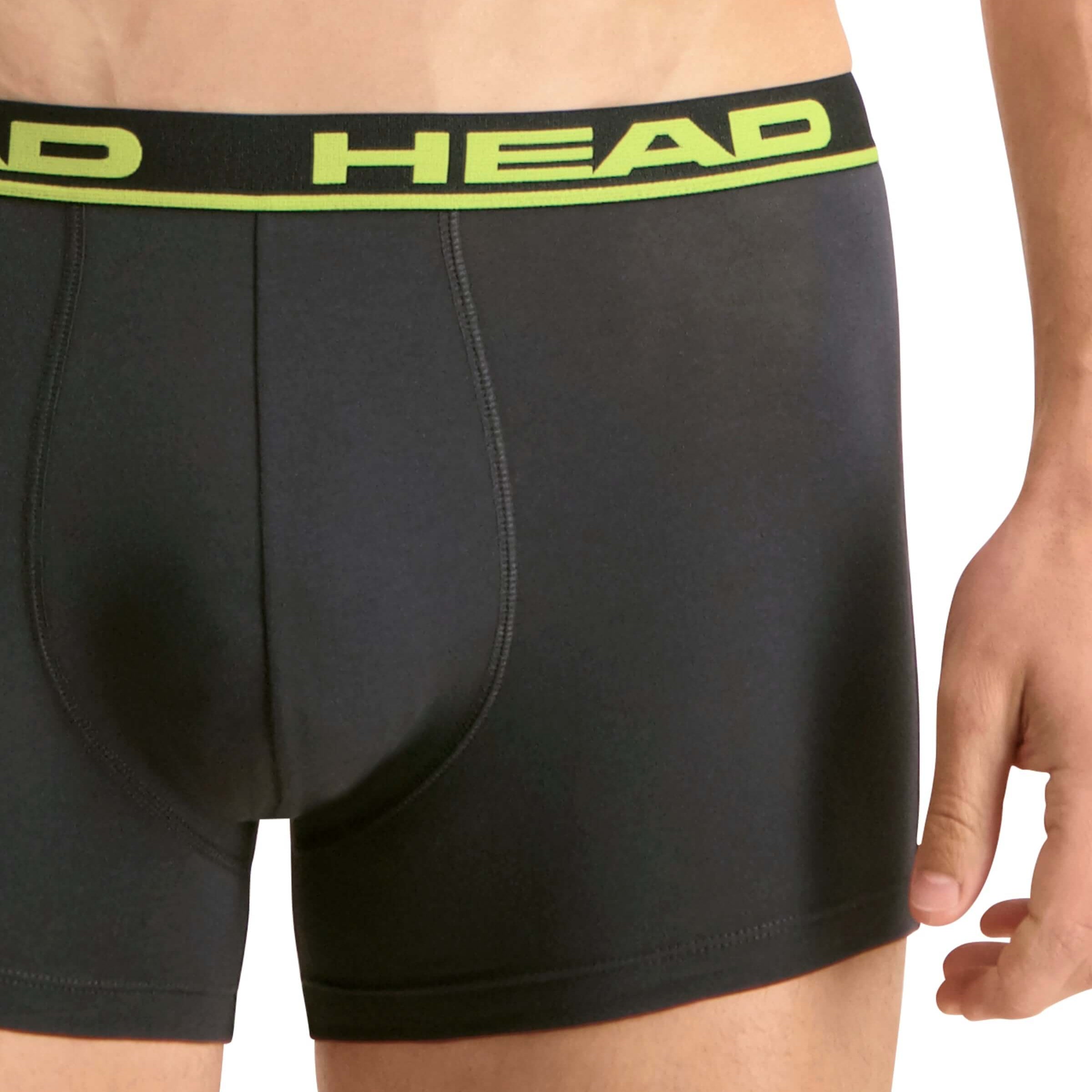 Head Mens 2 Pack Cotton Stretch Boxer Briefs - Grey/Yellow Underwear