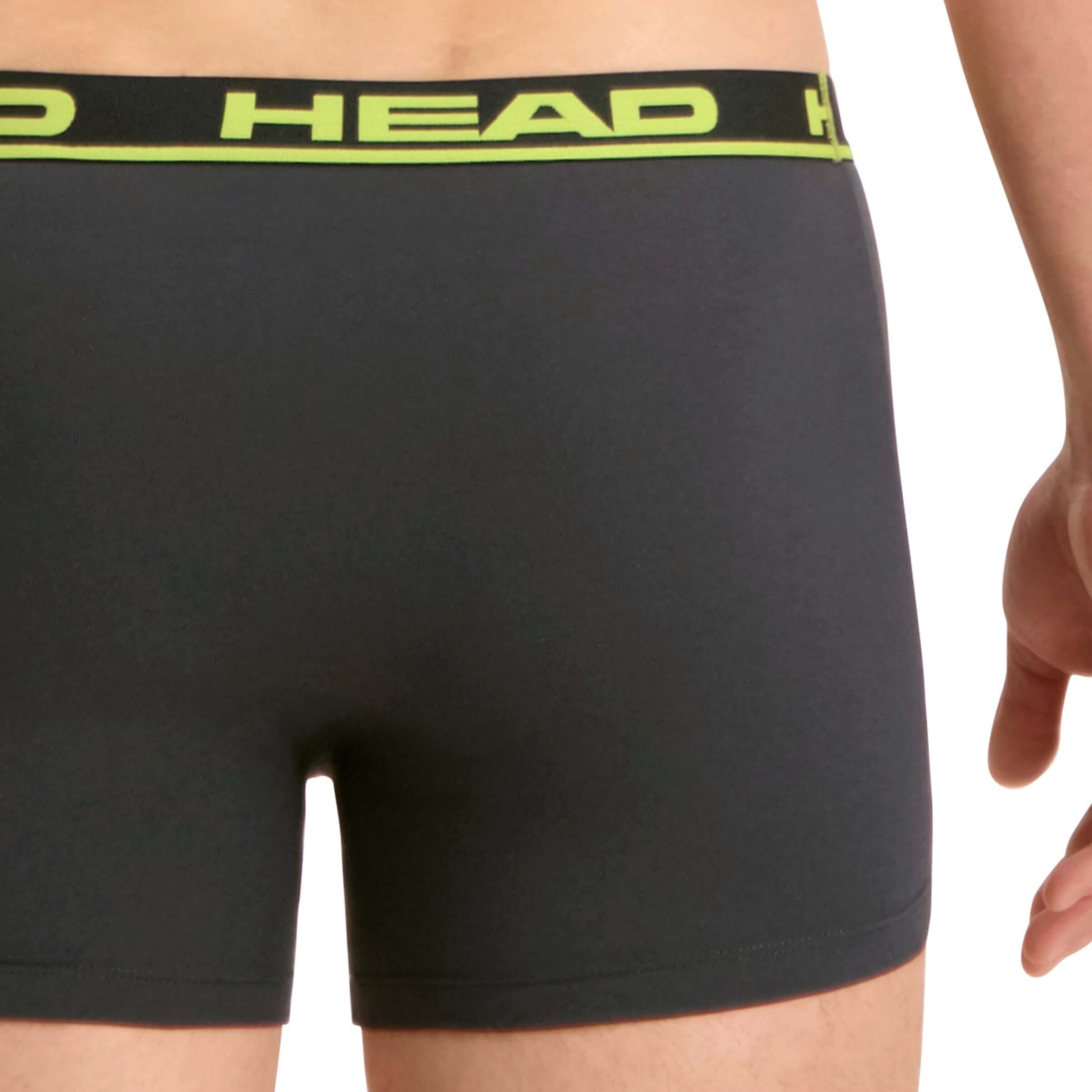 Head Mens 2 Pack Cotton Stretch Boxer Briefs - Grey/Yellow Underwear