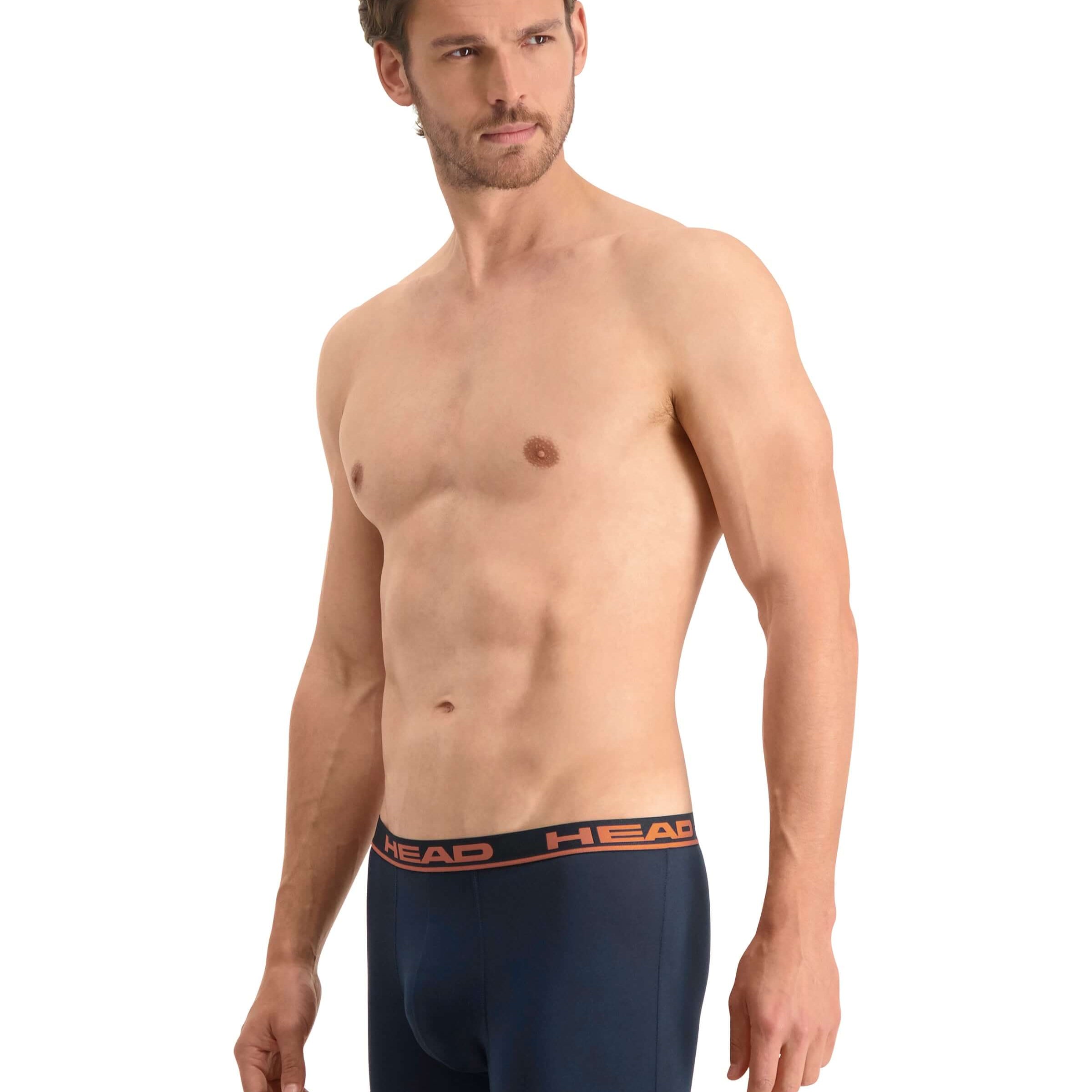 Head Mens 2 Pack Cotton Stretch Boxer Briefs - Peacoat/Orange Pants