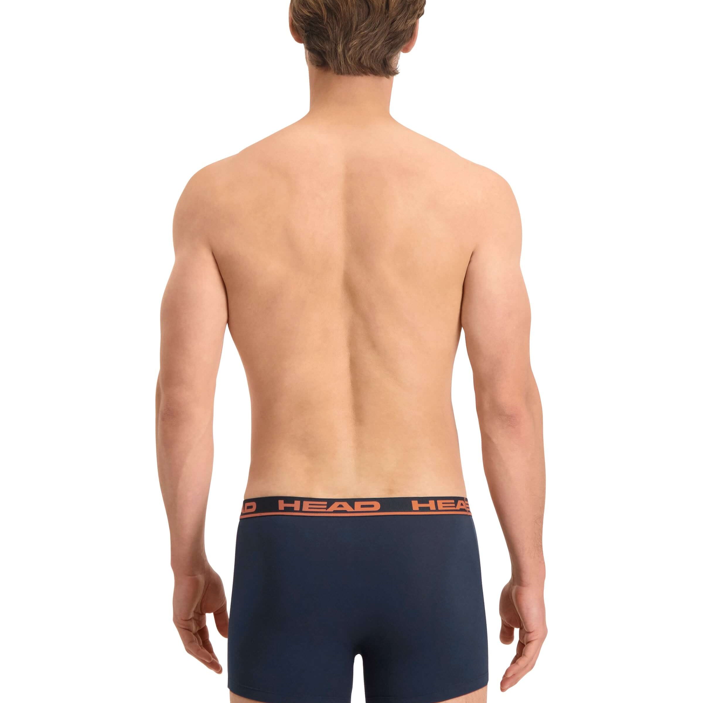 Head Mens 2 Pack Cotton Stretch Boxer Briefs - Peacoat/Orange Pants