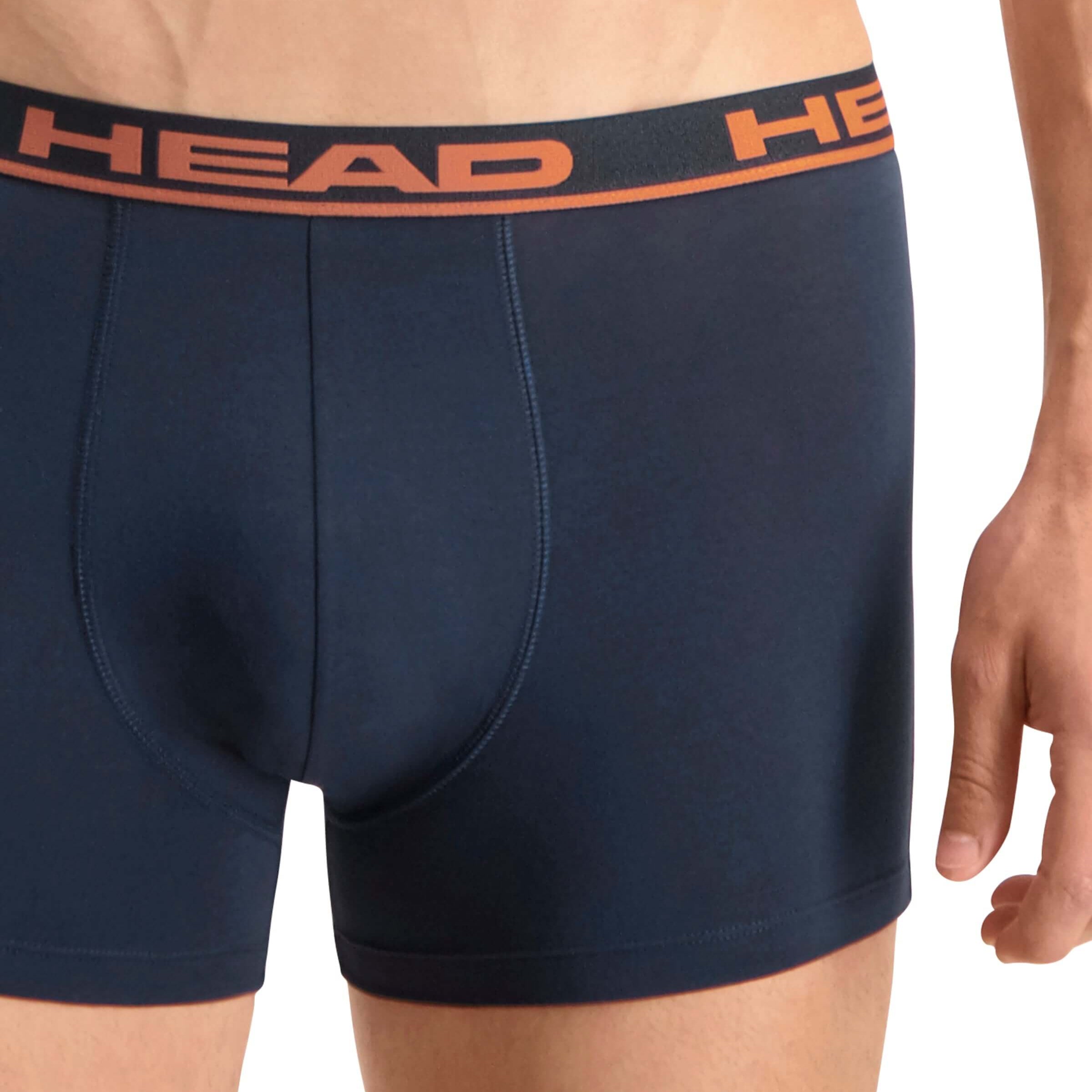 Head Mens 2 Pack Cotton Stretch Boxer Briefs - Peacoat/Orange Pants