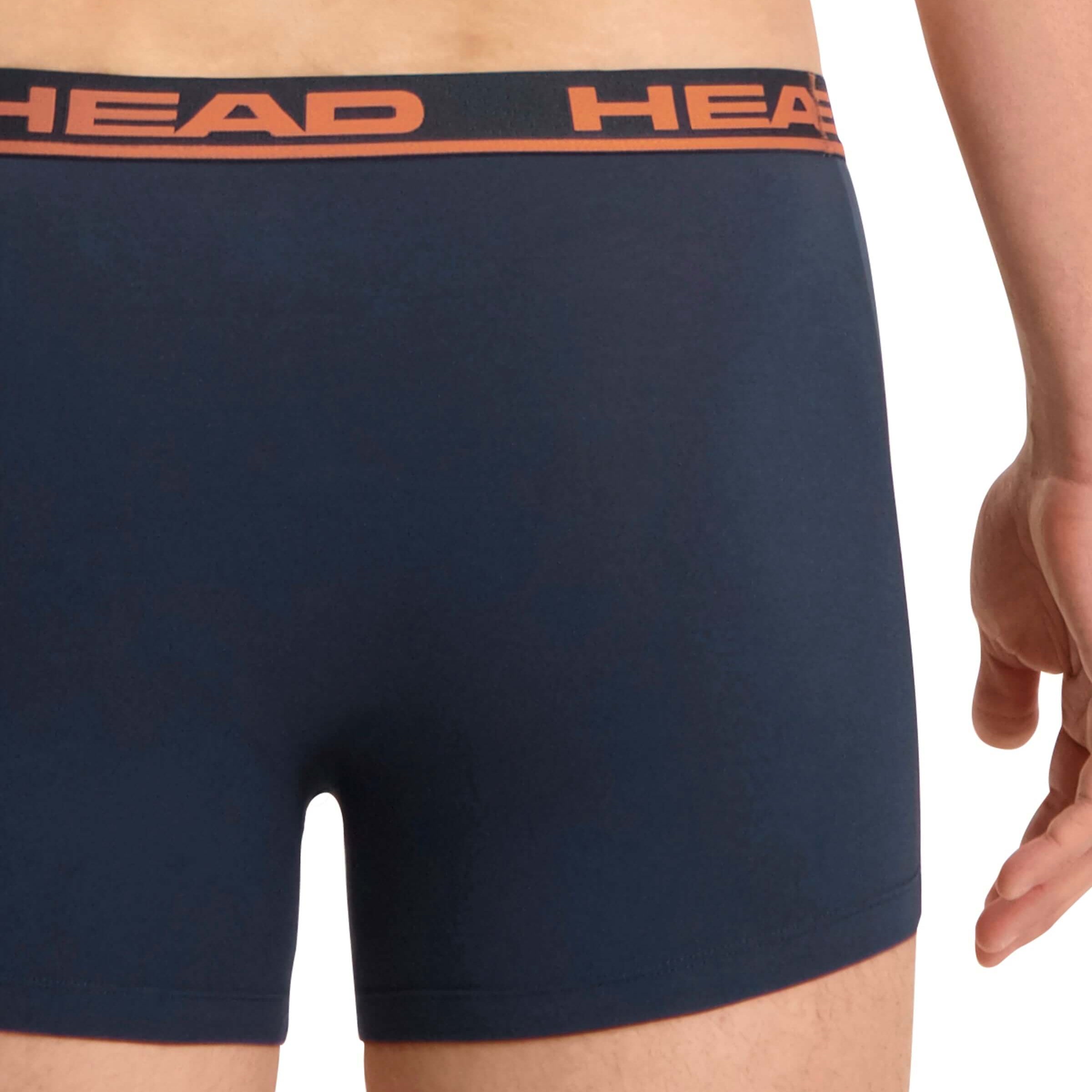 Head Mens 2 Pack Cotton Stretch Boxer Briefs - Peacoat/Orange Pants