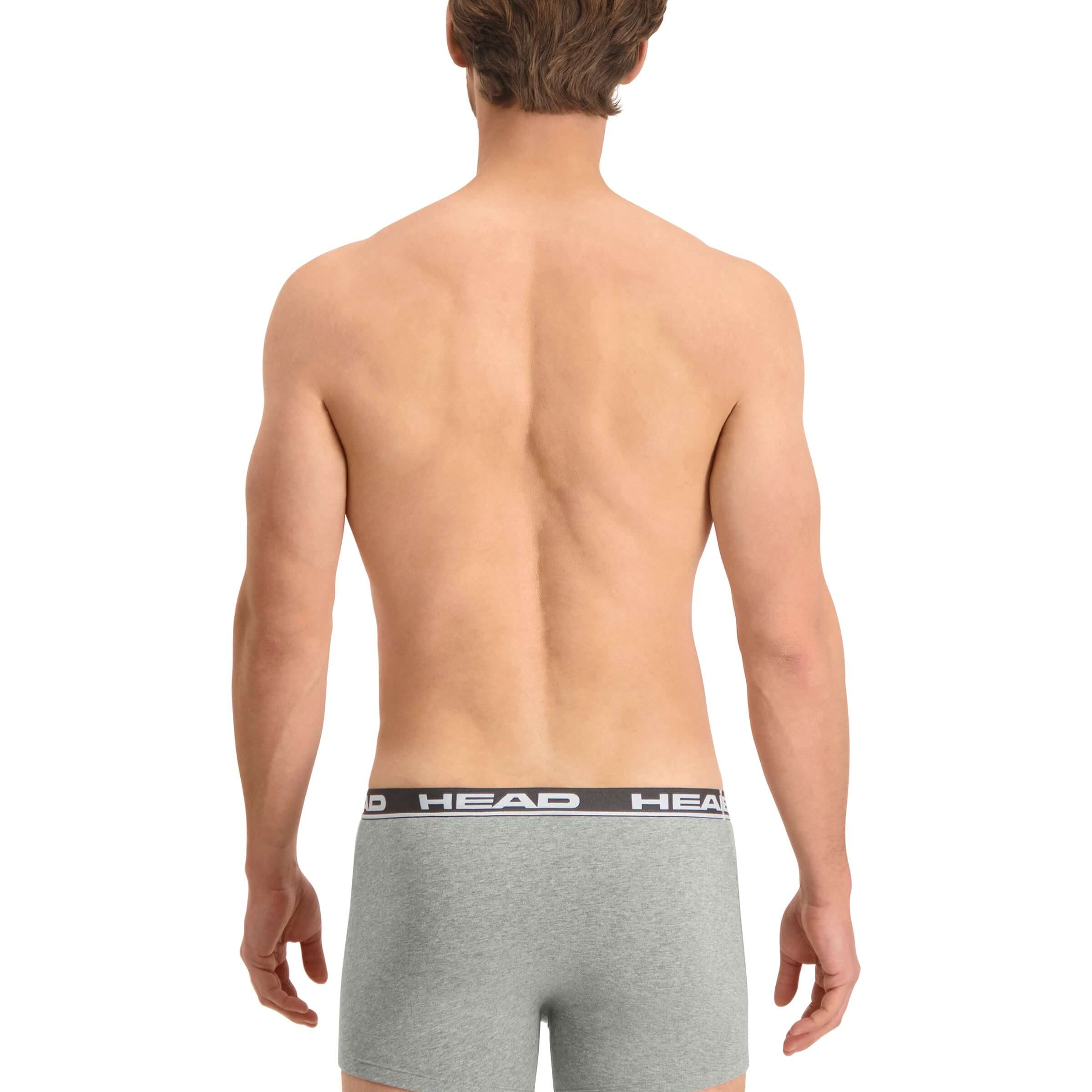 Head Mens 2 Pack Cotton Stretch Boxer Briefs -Middle Grey Melange