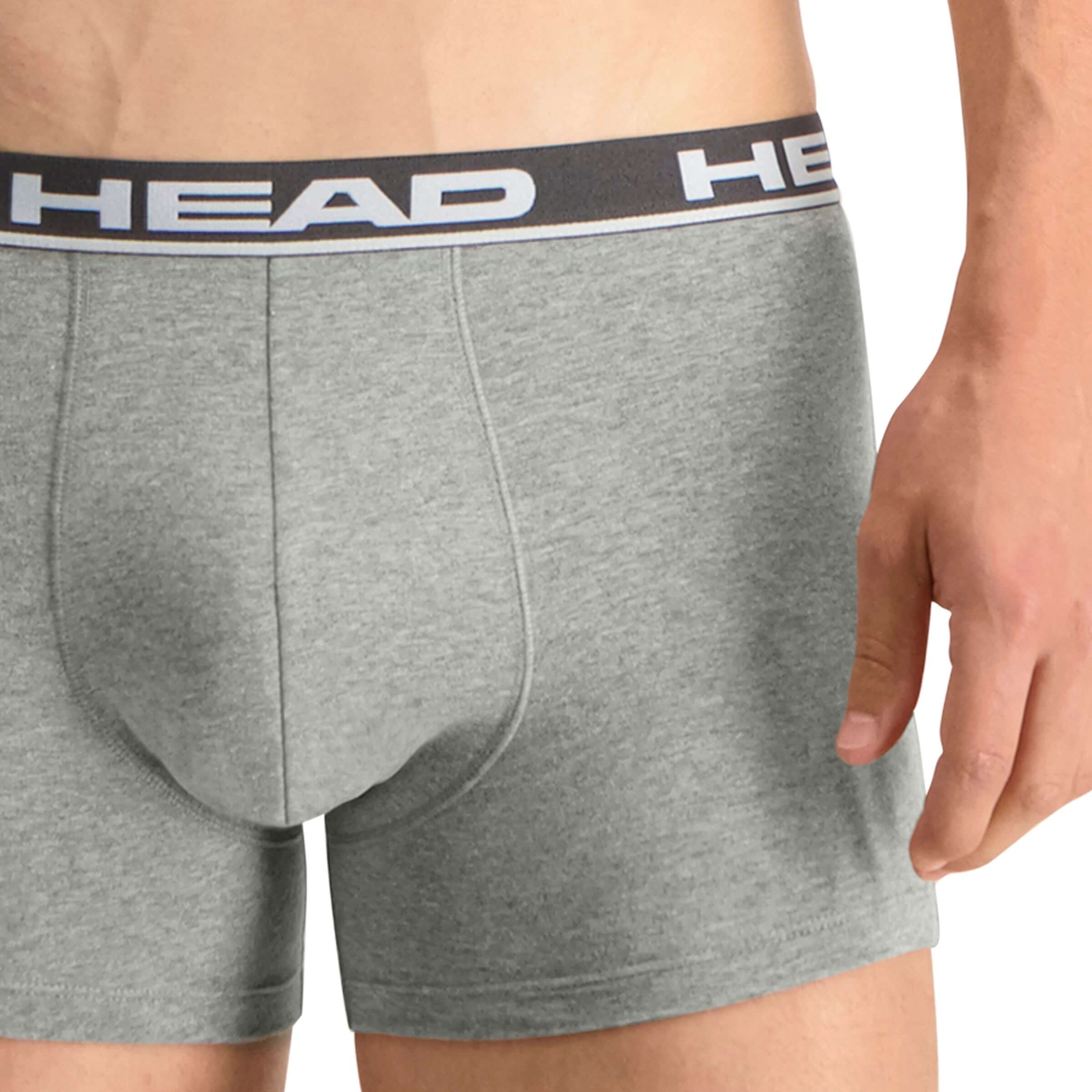 Head Mens 2 Pack Cotton Stretch Boxer Briefs -Middle Grey Melange