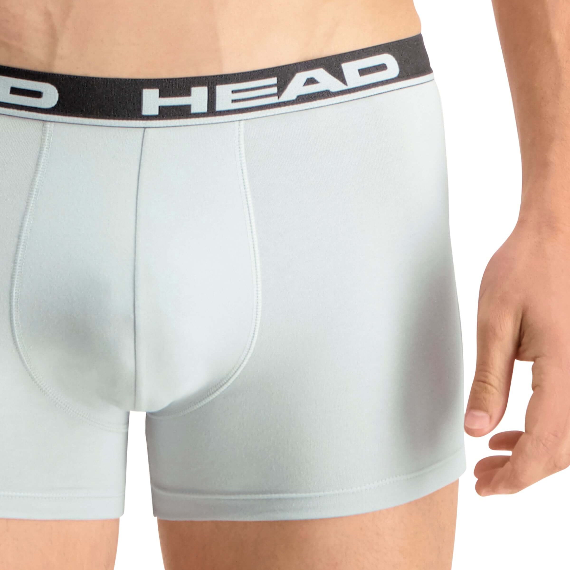 Head Mens 2 Pack Cotton Stretch Boxer Briefs -Middle Grey Melange