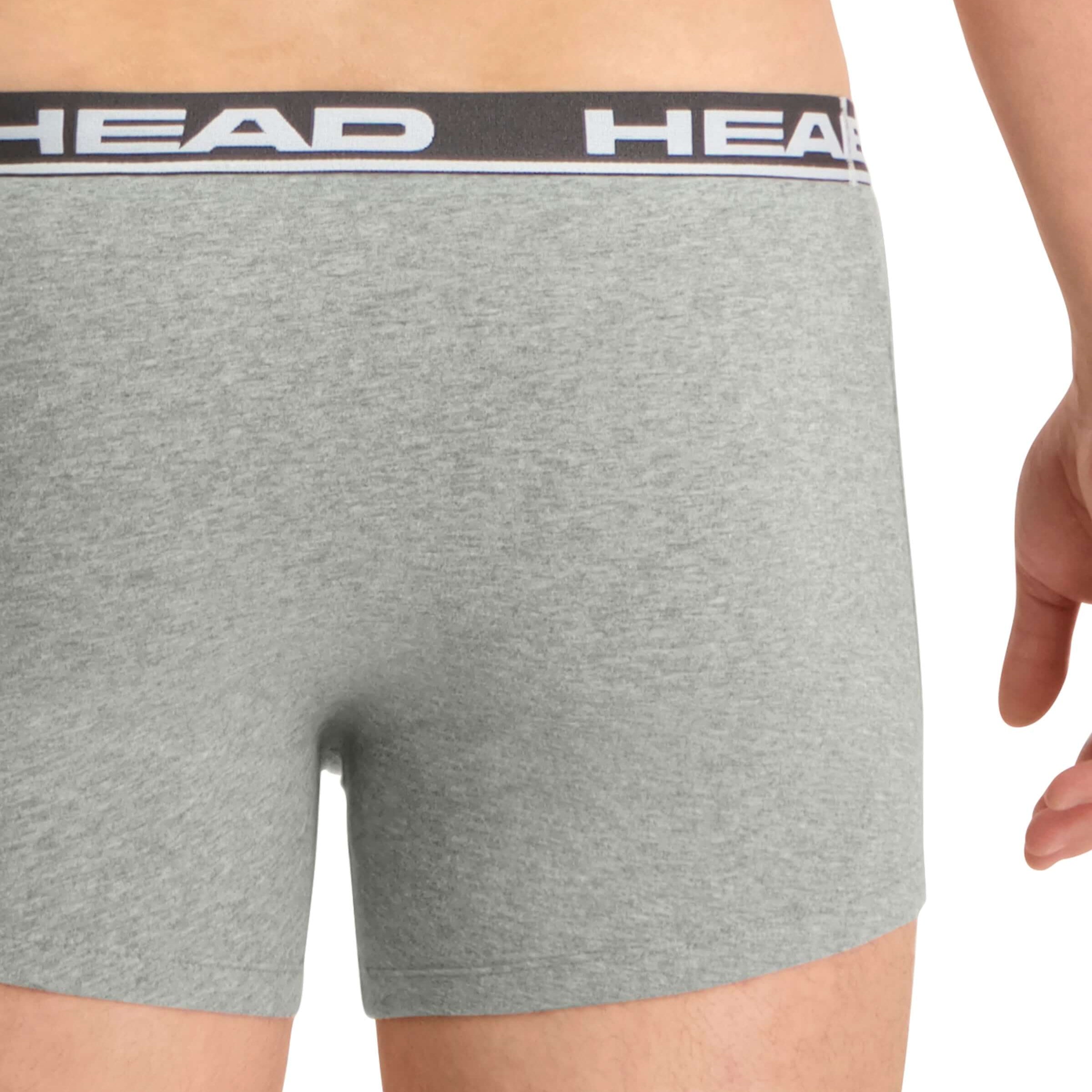 Head Mens 2 Pack Cotton Stretch Boxer Briefs -Middle Grey Melange