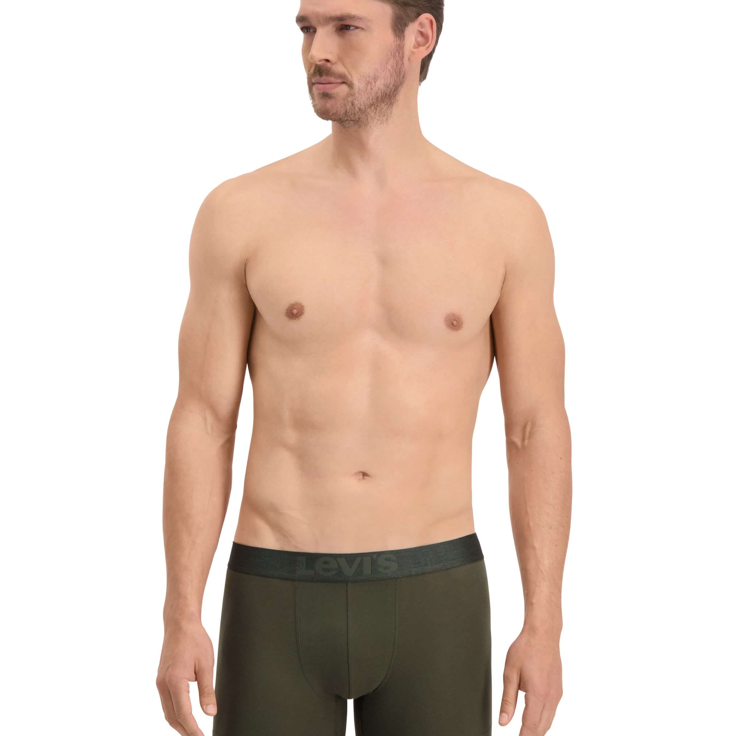 Levi's 2 pack Melange Waistband Organic Cotton Boxer Briefs - Khaki