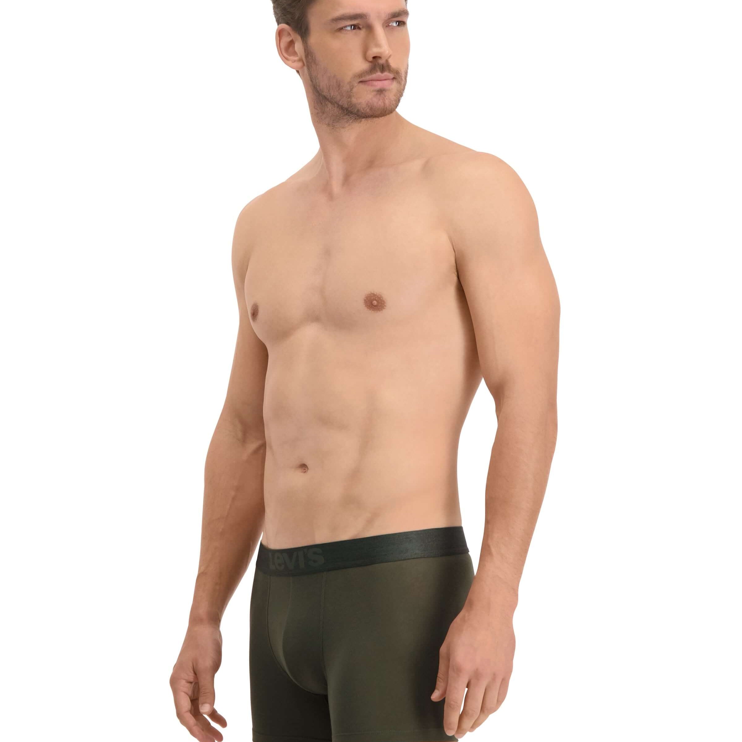 Levi's 2 pack Melange Waistband Organic Cotton Boxer Briefs - Khaki