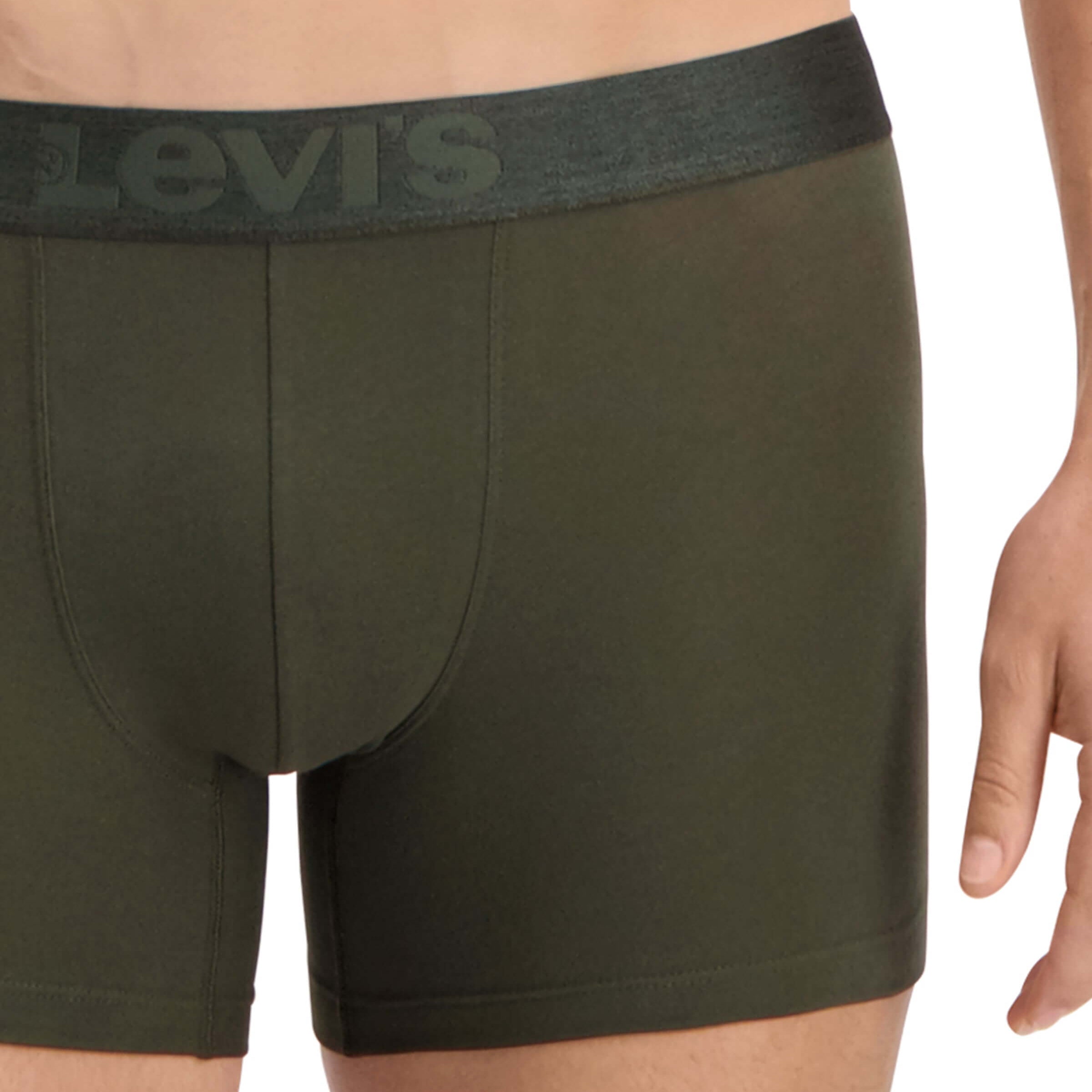 Levi's 2 pack Melange Waistband Organic Cotton Boxer Briefs - Khaki