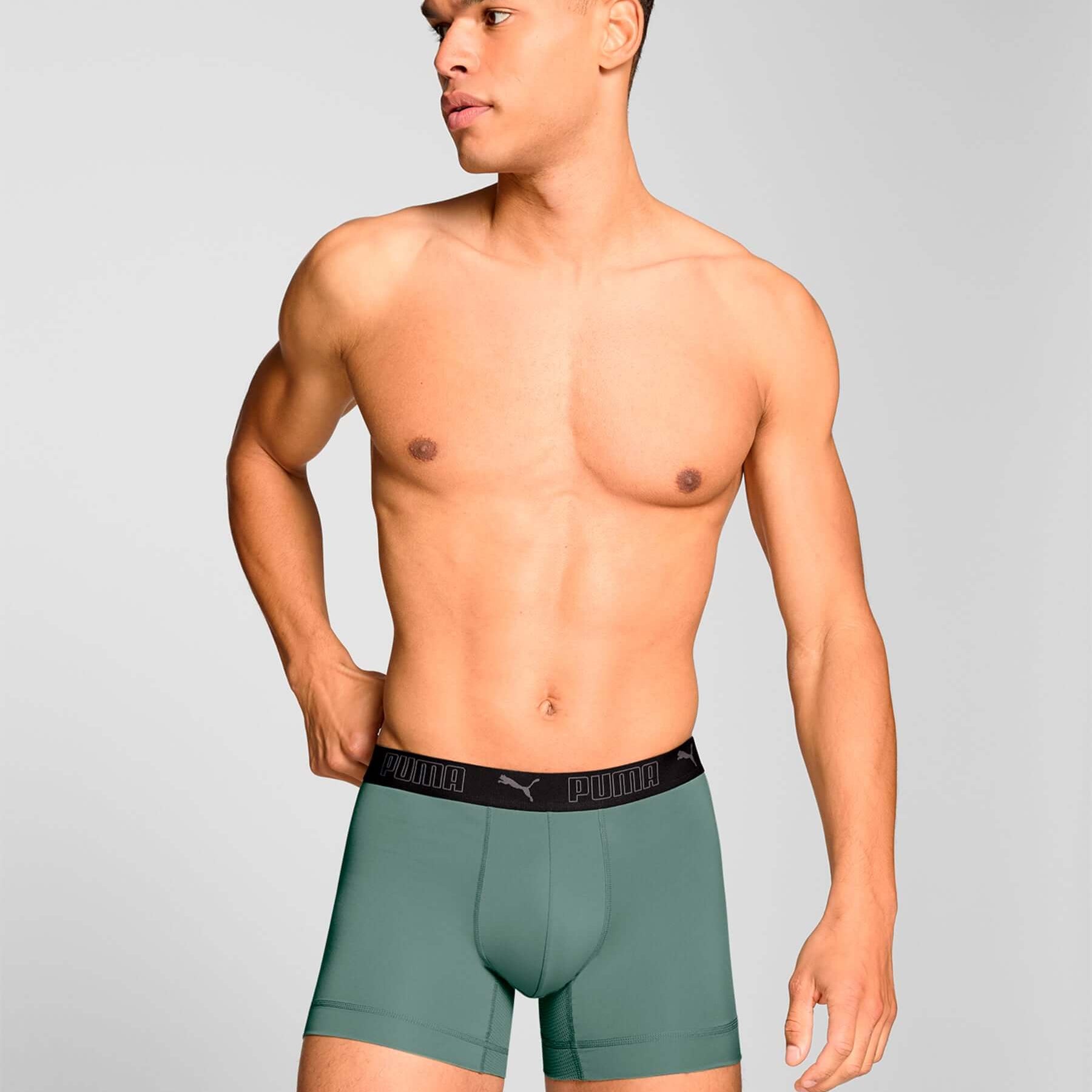 Puma Sports Microfiber 2 Pack Boxers - Green / Black