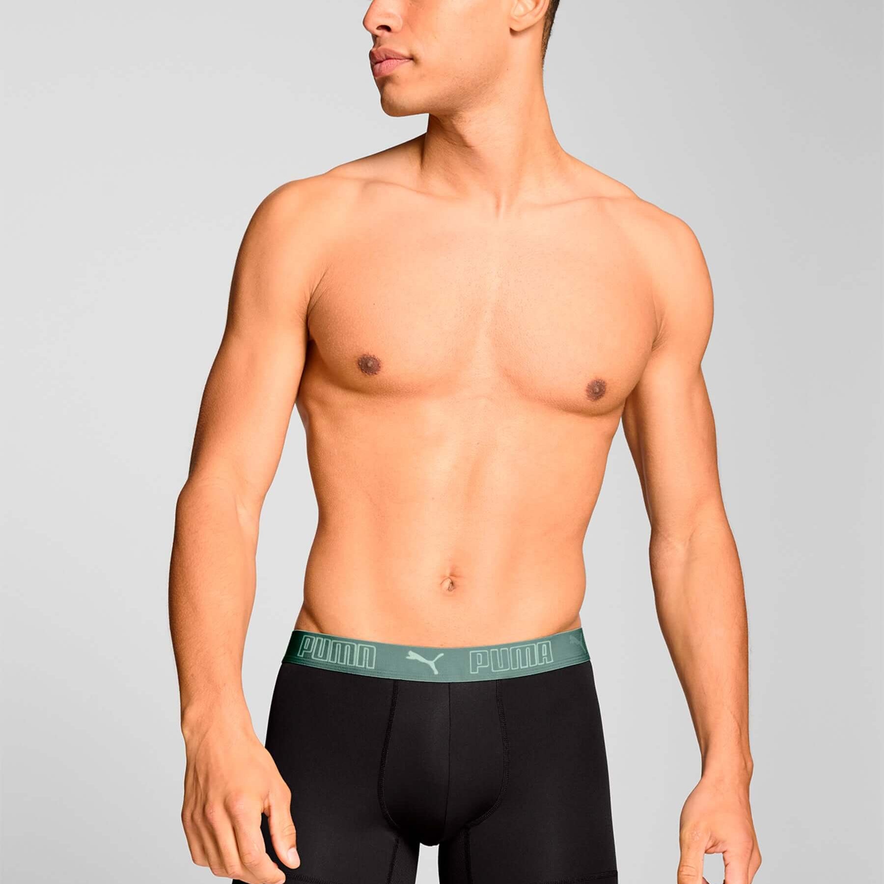 Puma Sports Microfiber 2 Pack Boxers - Green / Black