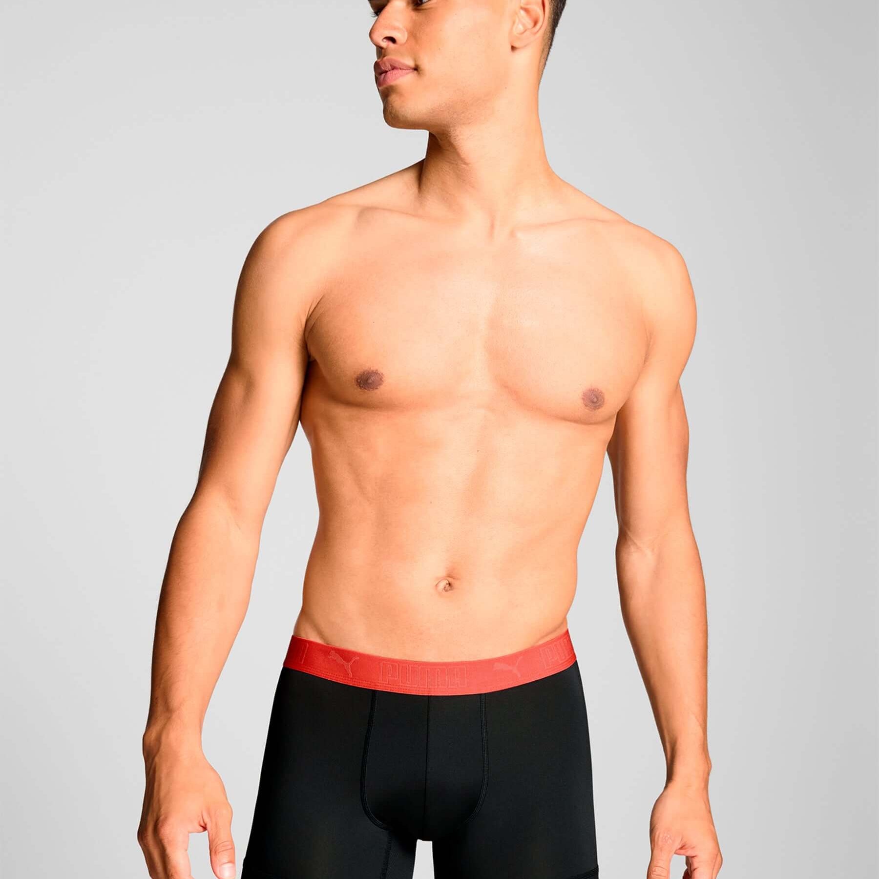 Puma Sports Microfiber 2 Pack Boxers - Red Fire / Black