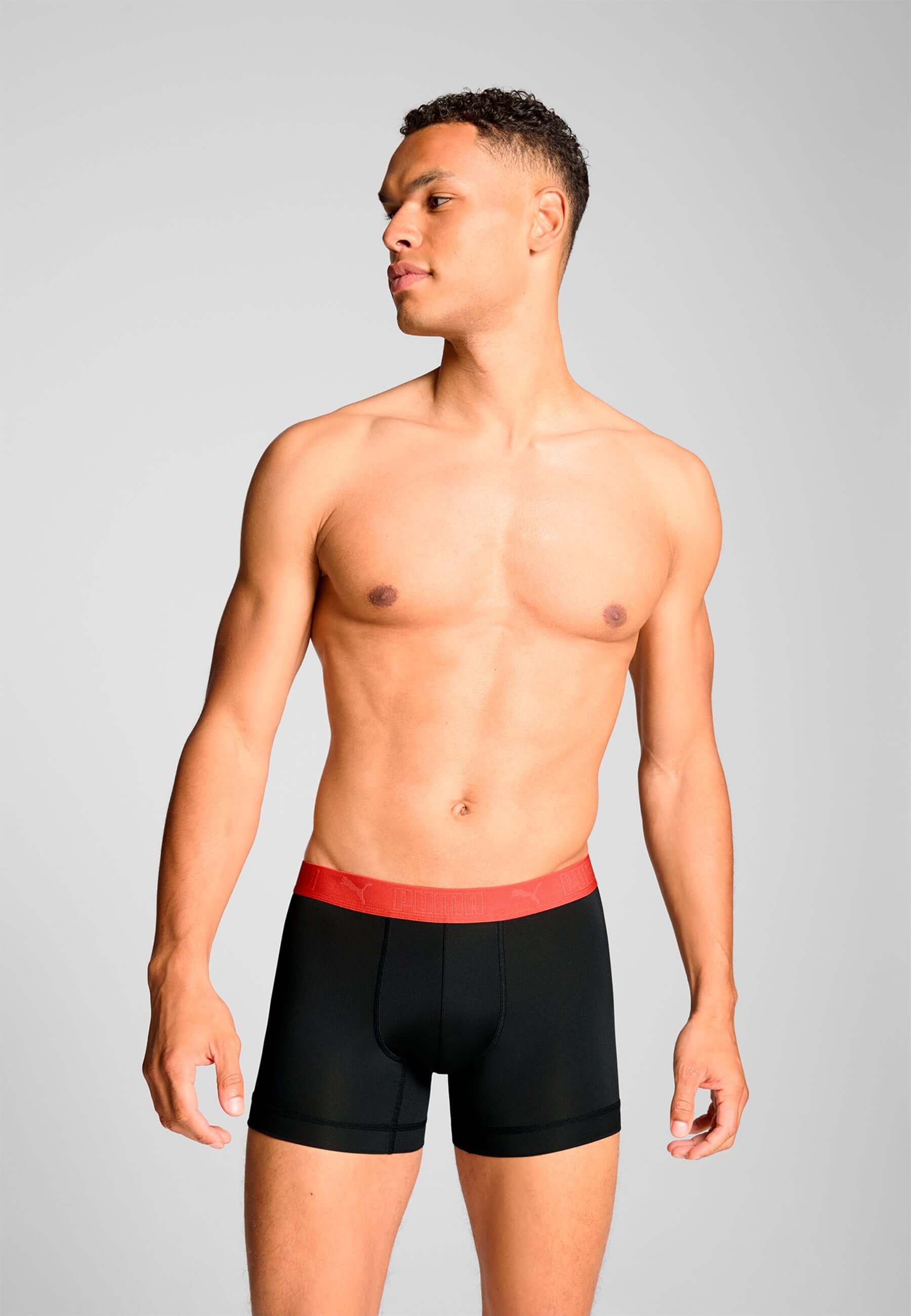 Puma Sports Microfiber 2 Pack Boxers - Red Fire / Black