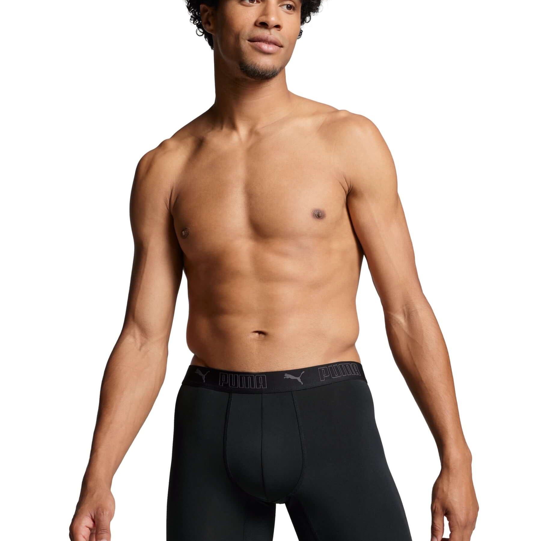 Puma Sports Microfiber 2 Pack Long Boxers - Black