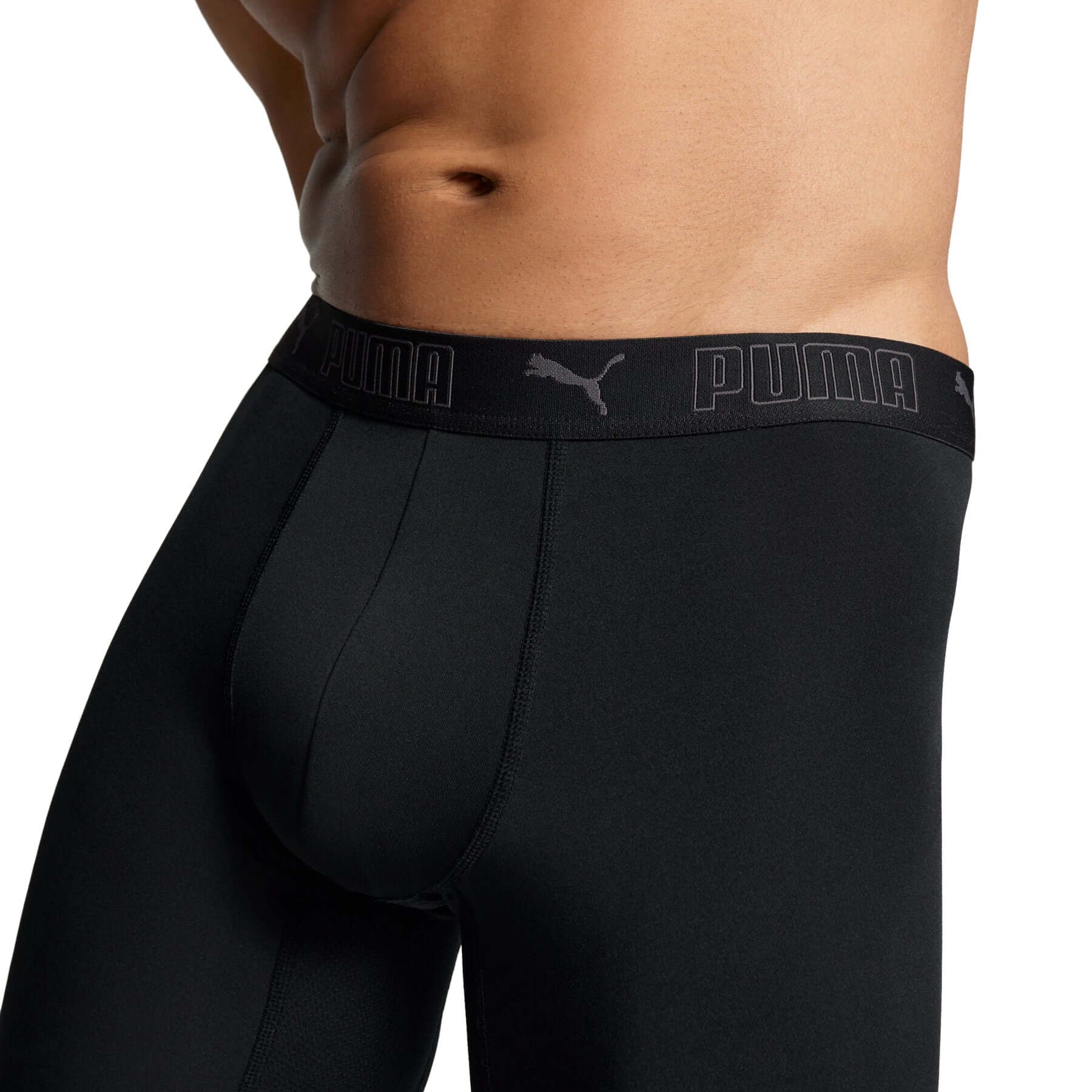 Puma Sports Microfiber 2 Pack Long Boxers - Black