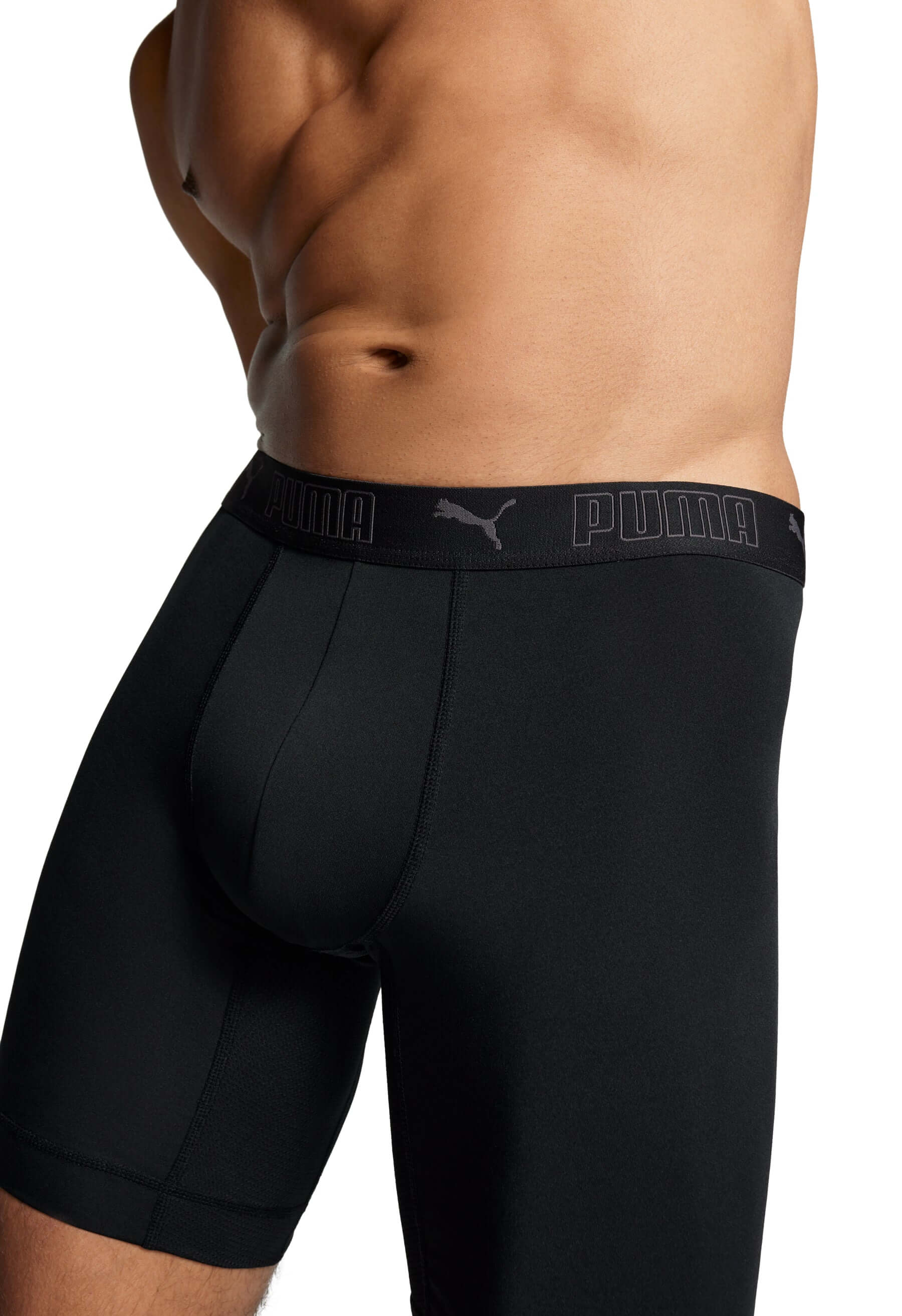 Puma Sports Microfiber 2 Pack Long Boxers - Black