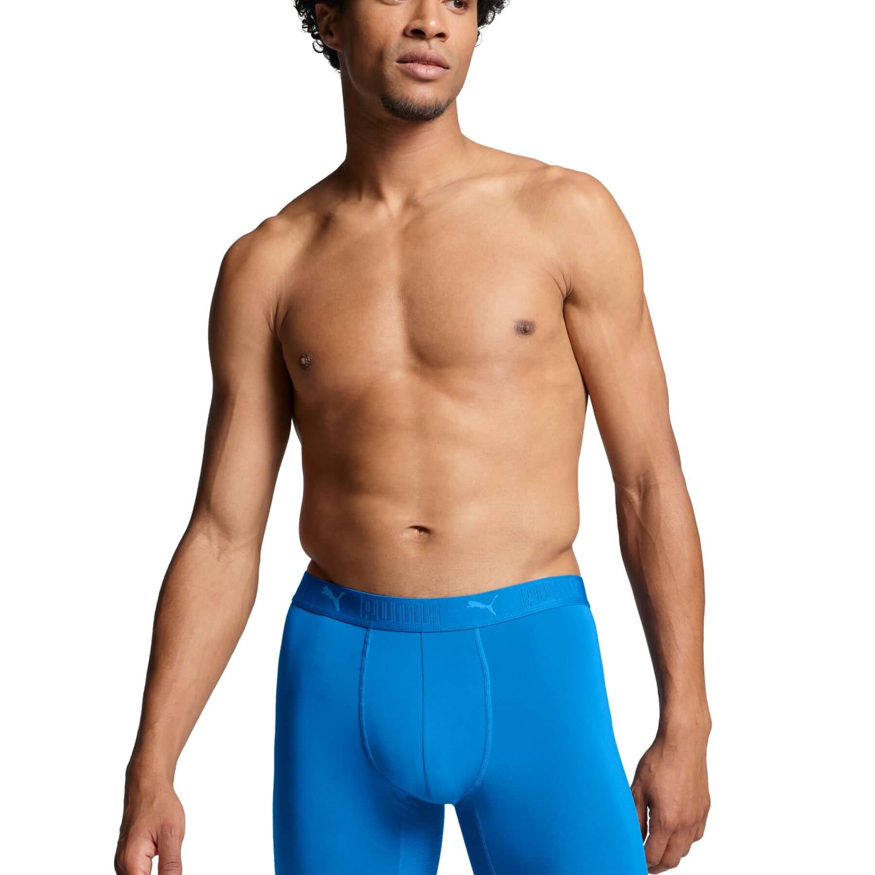 Puma Sports Microfiber 2 Pack Long Boxers - Blue