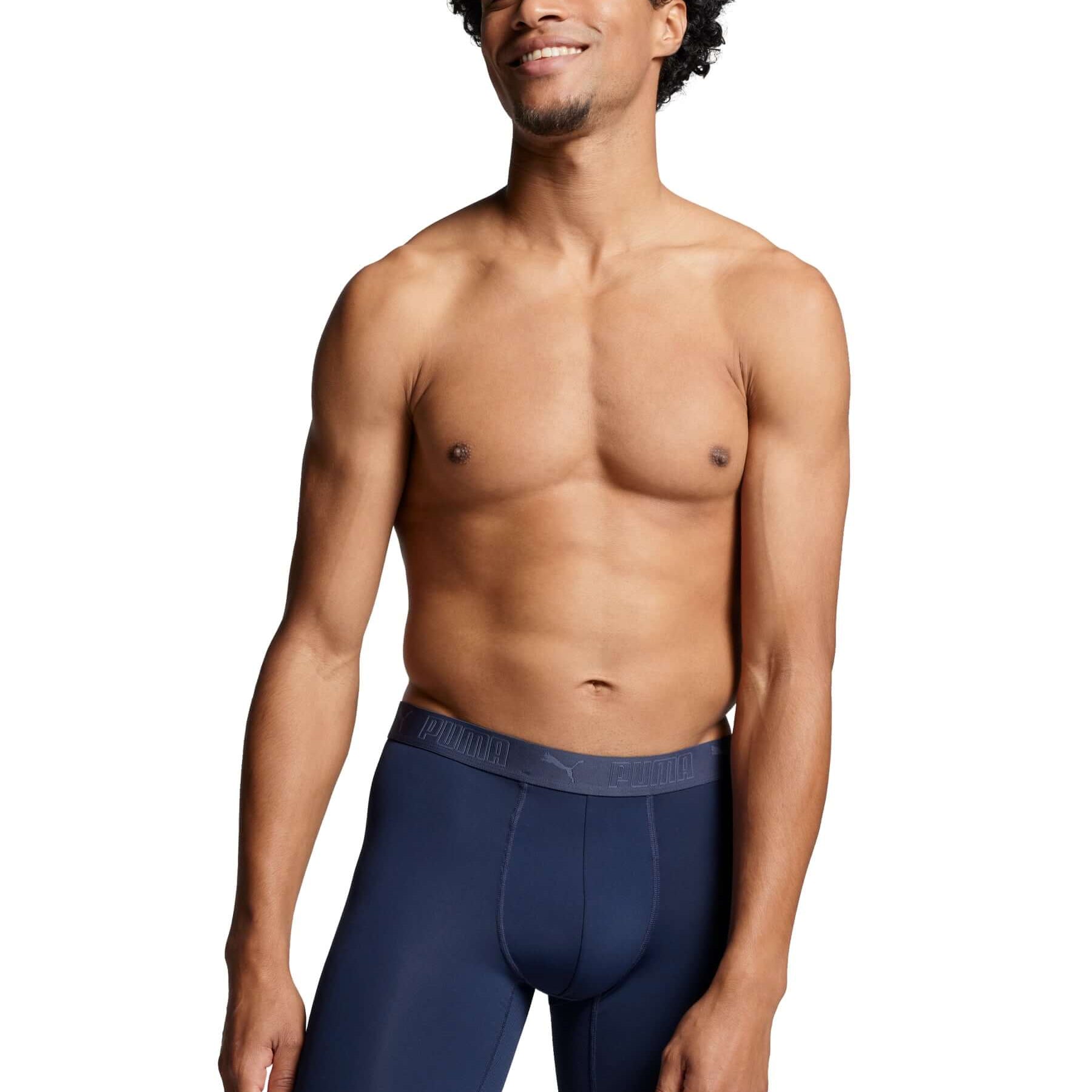 Puma Sports Microfiber 2 Pack Long Boxers - Blue