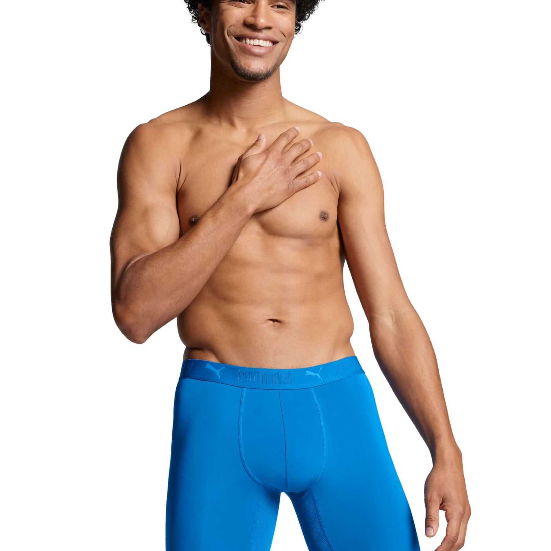 Puma Sports Microfiber 2 Pack Long Boxers - Blue