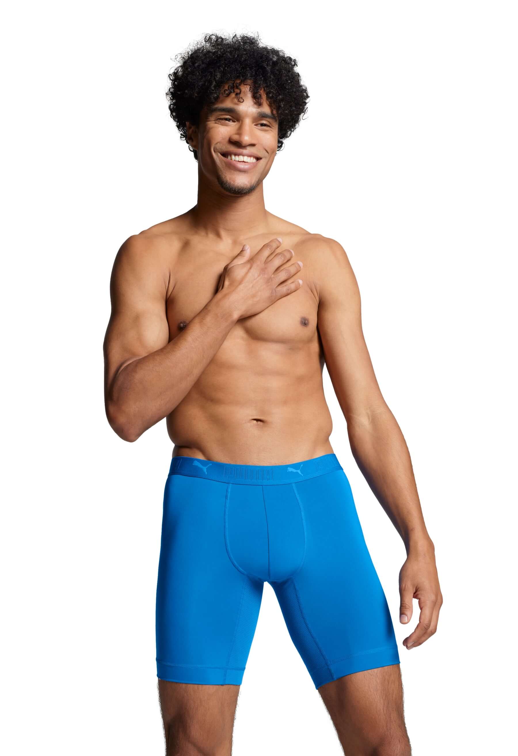 Puma Sports Microfiber 2 Pack Long Boxers - Blue