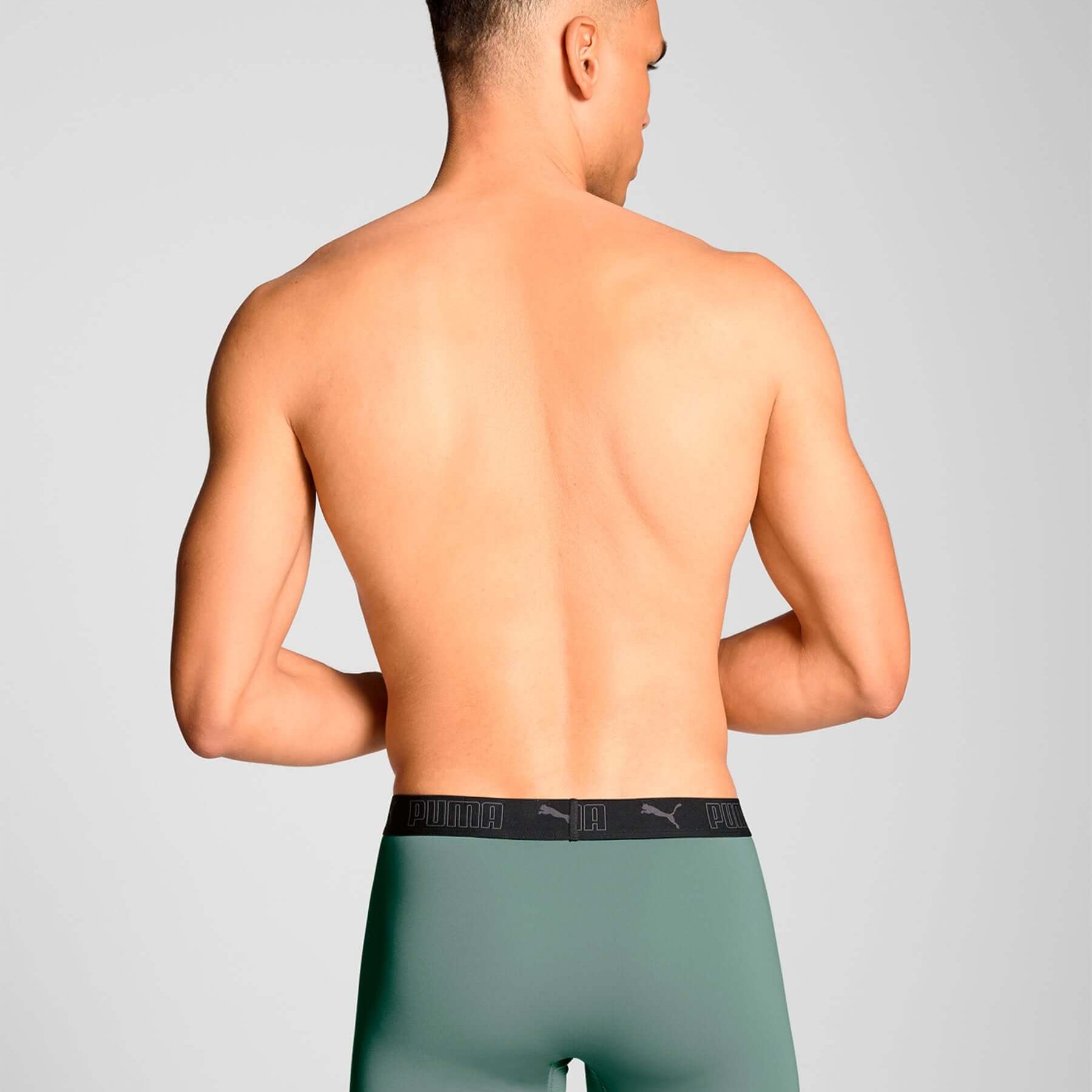 Puma Sports Microfiber 2 Pack Long Boxers - Dark Sage / Black