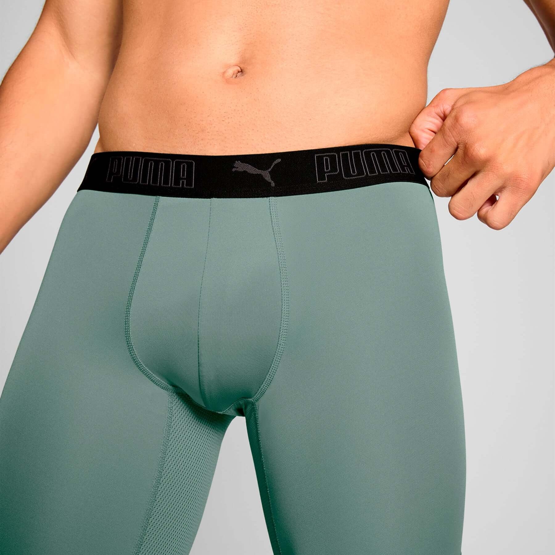 Puma Sports Microfiber 2 Pack Long Boxers - Dark Sage / Black