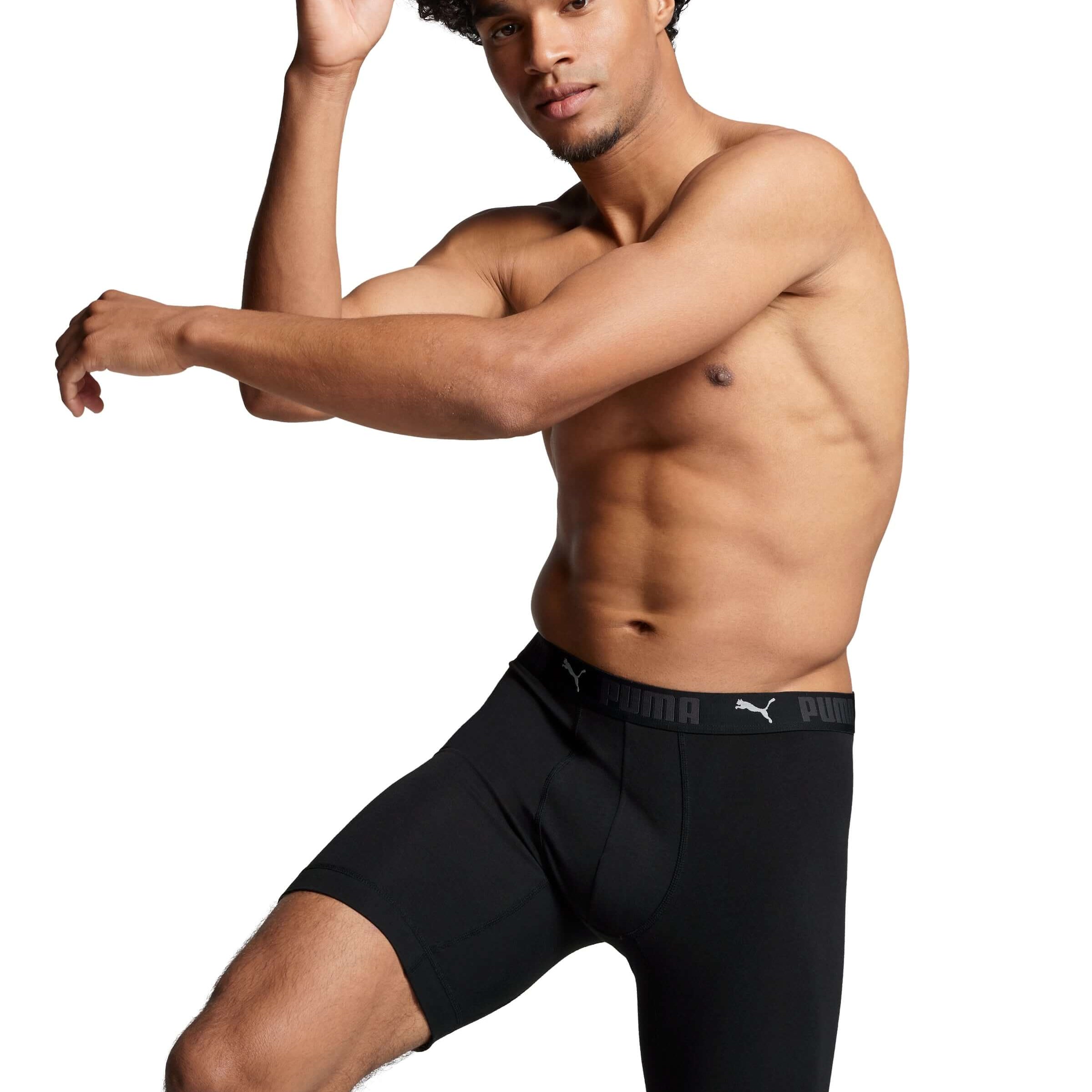Puma Sports Cotton 2 Pack Long Boxers - Black